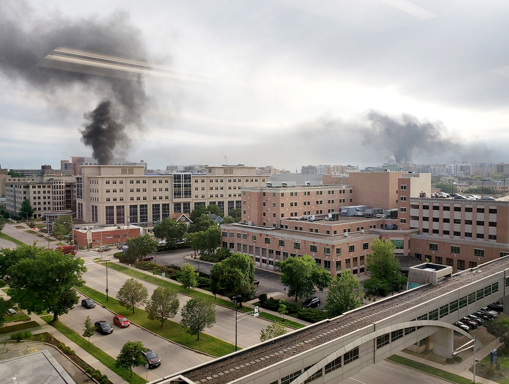 Explosion and fire in Downtown Madison